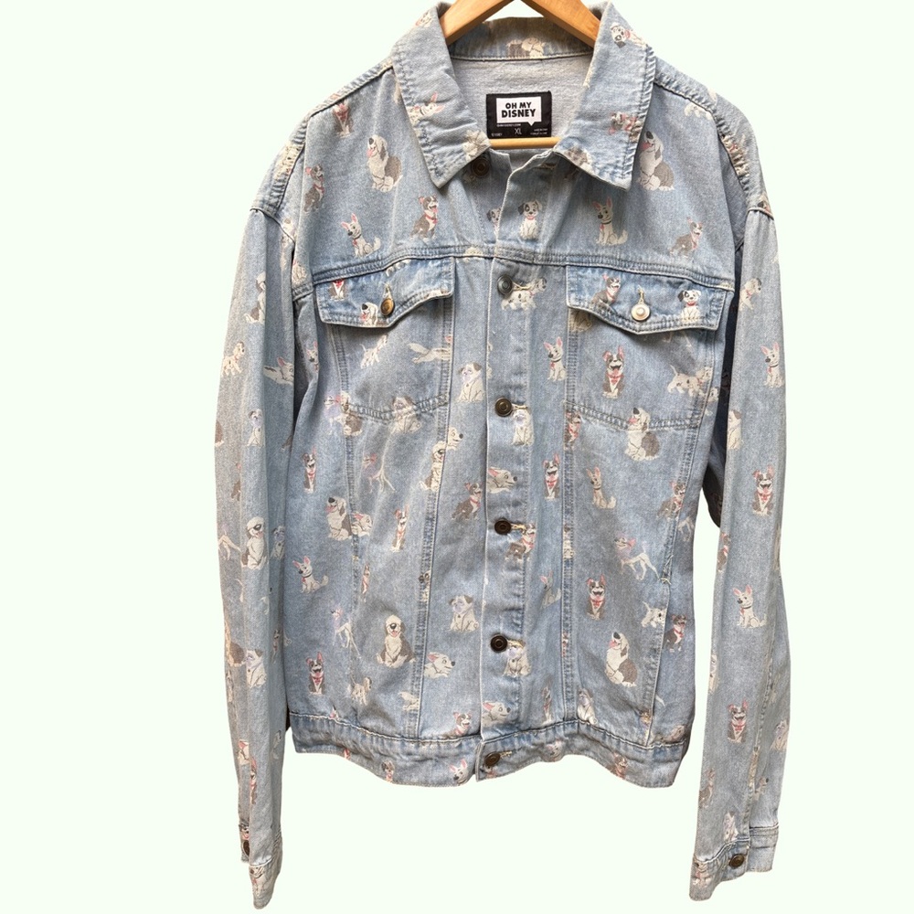 Disney Light Blue Jean Jacket with Dog Characters